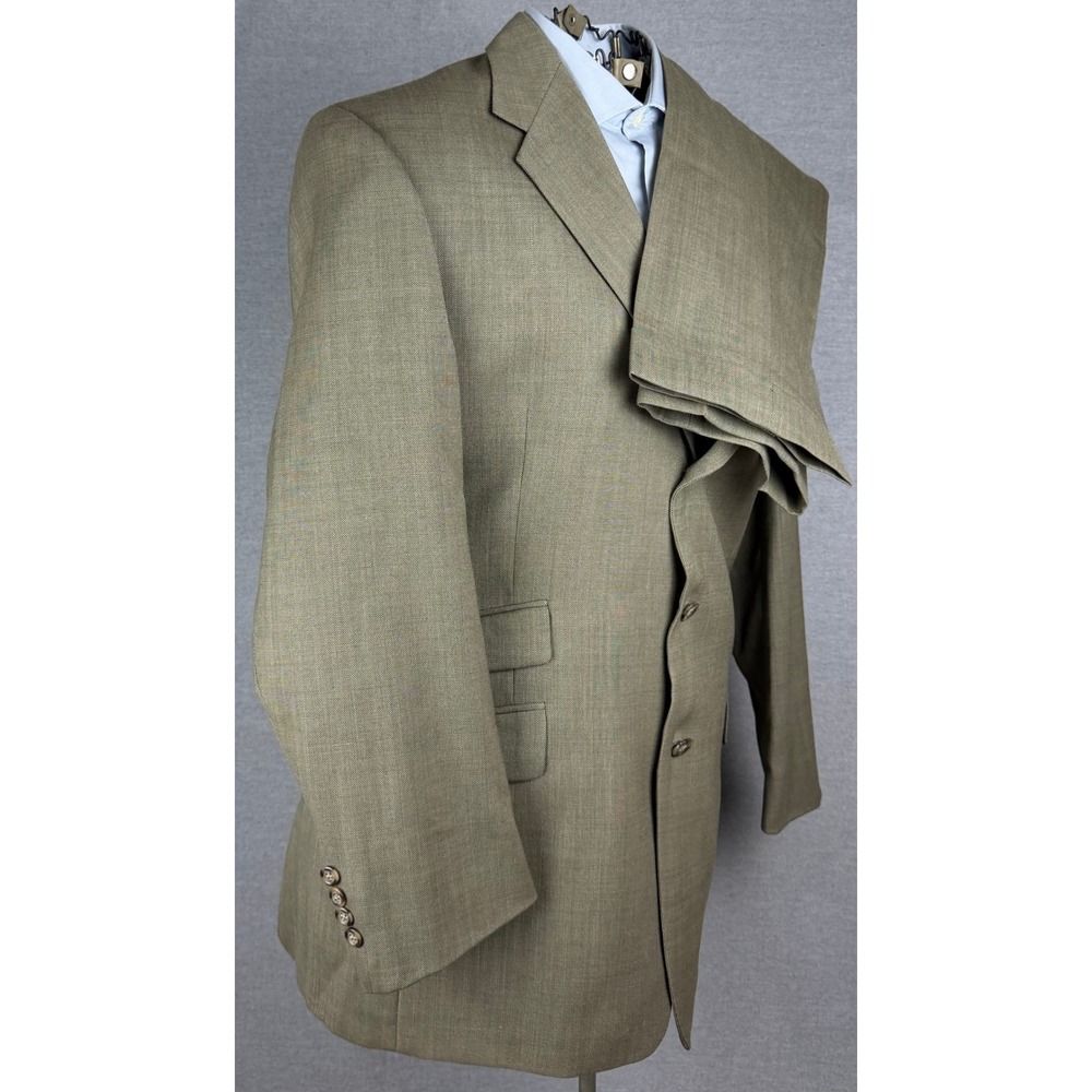 Tommy Hilfiger Mens 41R 2 Piece Suit Olive Tan 3 Button Dillard's 34x29 USA Made